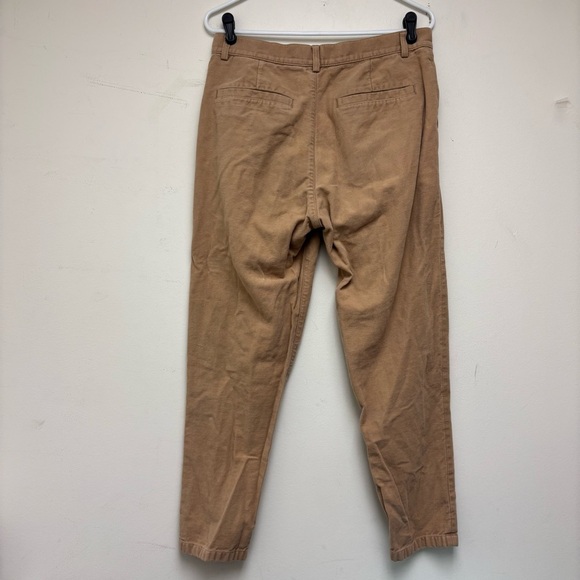 COS Mens Tan Pleated Soft Cotton Tapered Leg Trousers - Picture 8 of 11